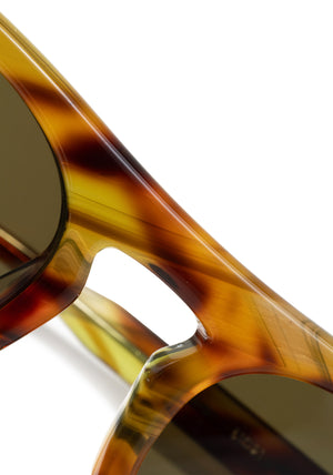 BILLIE | Calico Handcrafted, luxury brown tortoise acetate round aviator KREWE sunglasses womens model 