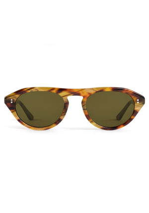 BILLIE | Calico Handcrafted, luxury brown tortoise acetate round aviator KREWE sunglasses