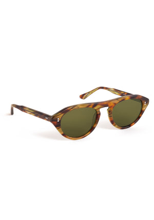 BILLIE | Calico Handcrafted, luxury brown tortoise acetate round aviator KREWE sunglasses