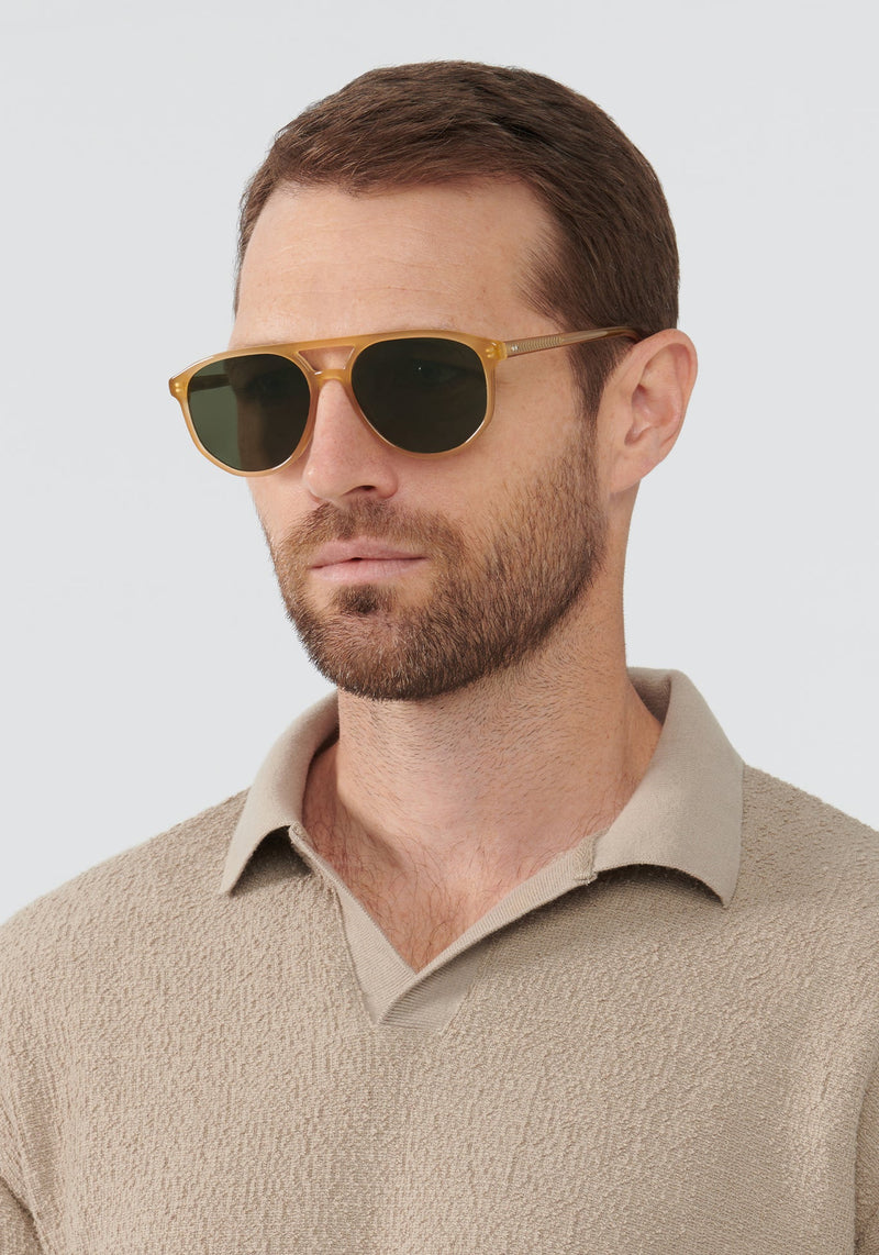BRANDO | Chamomile Handcrafted, luxury acetate KREWE sunglasses mens model | Model: Vince