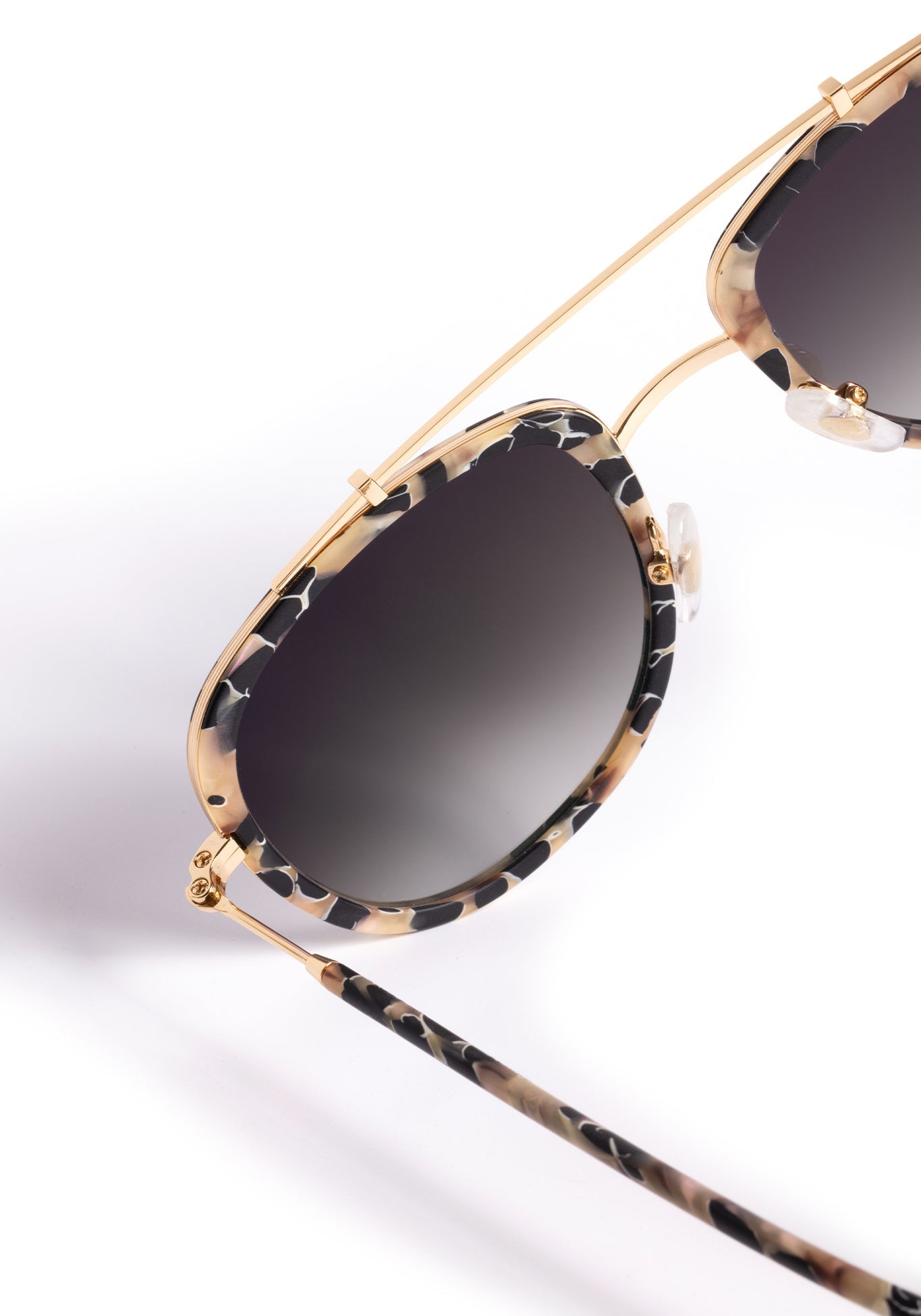 BRETON | Matte Crema 24K Handcrafted, luxury cream and black acetate KREWE aviator sunglasses