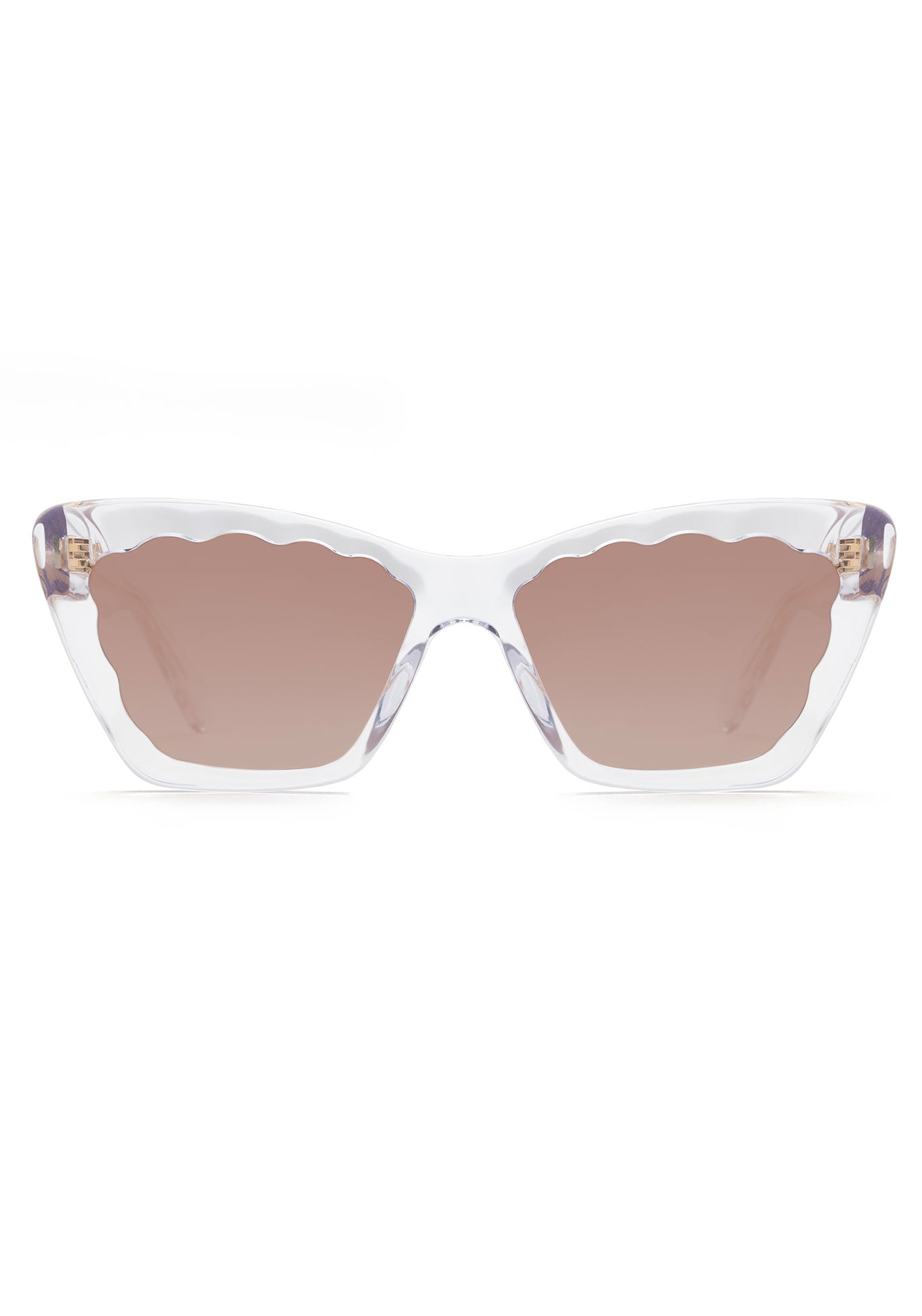KREWE - BRIGITTE | Crystal Mirrored Handcfrafed, clear acetate scalloped cat eye sunglasses