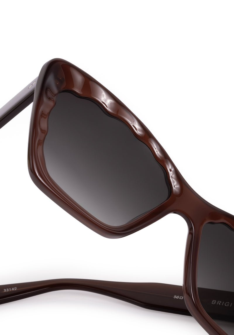 BRIGITTE | Espresso Handcrafted, luxury dark brown scalloped cat eye KREWE sunglasses