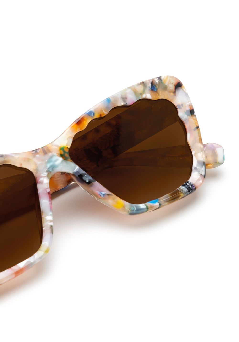 KREWE - BRIGITTE | Gelato handcrafted, luxury colorful tortoise scalloped cat eye sunglasses