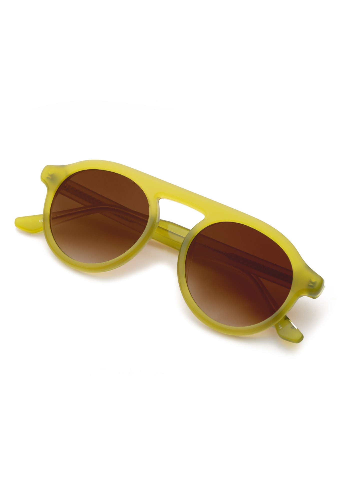 KREWE SUNGLASSES - CAMERON | Chartreuse handcrafted, luxury yellow acetate round frames