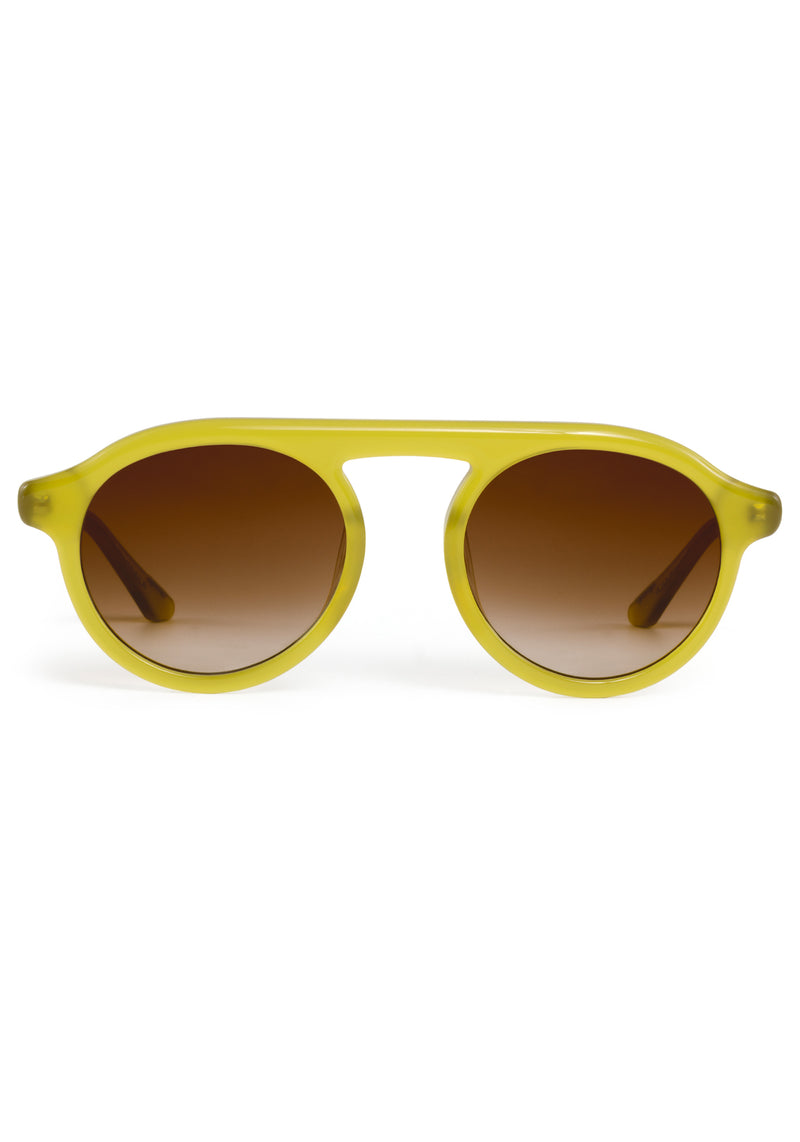 KREWE SUNGLASSES - CAMERON | Chartreuse handcrafted, luxury yellow acetate round frames