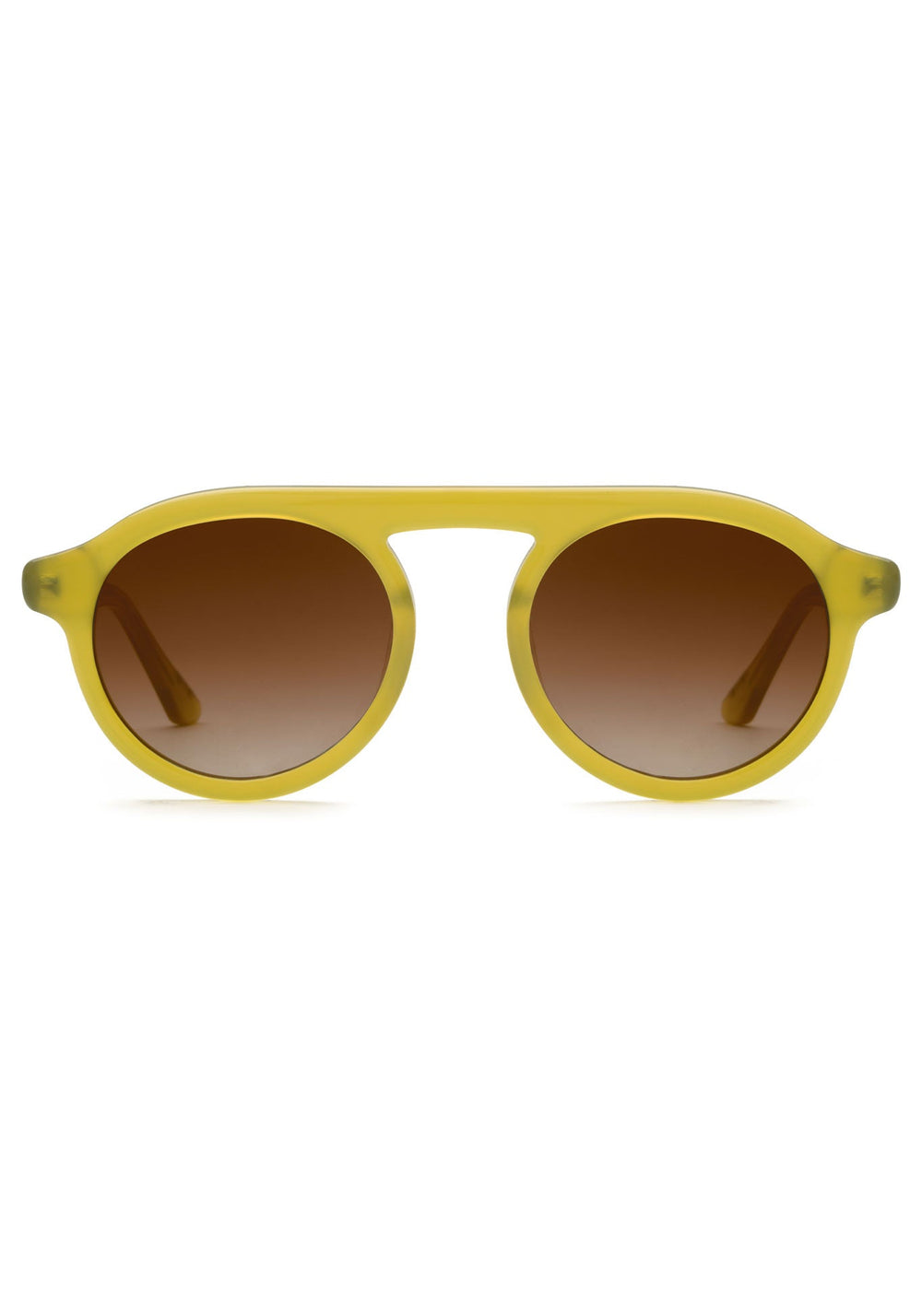 KREWE SUNGLASSES - CAMERON | Chartreuse handcrafted, luxury yellow acetate round frames 