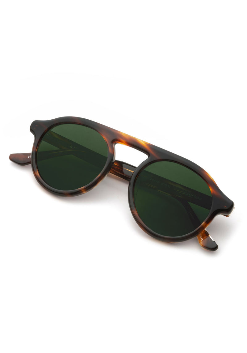KREWE SUNGLASSES - CAMERON | Hickory Polarized handcrafted, luxury brown acetate round sunglasses