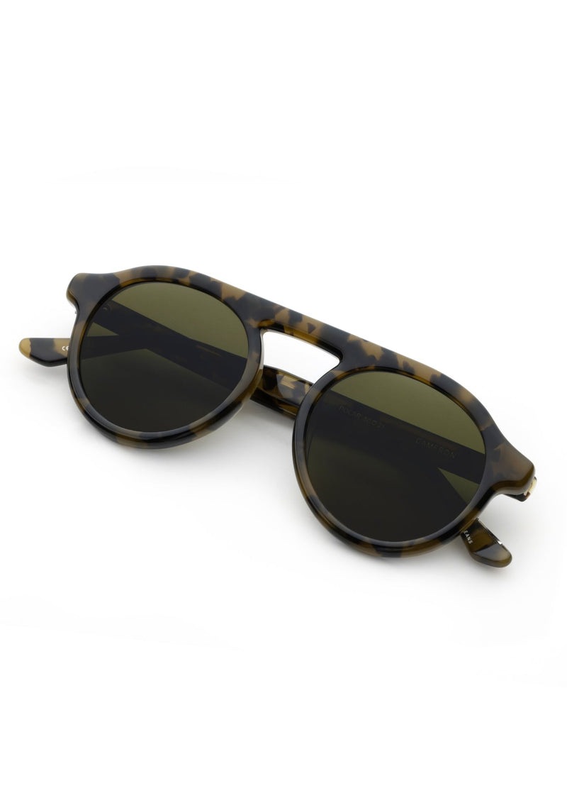 CAMERON | Tortuga Polarized Handcrafted, luxury dark brown acetate round aviator KREWE sunglasses