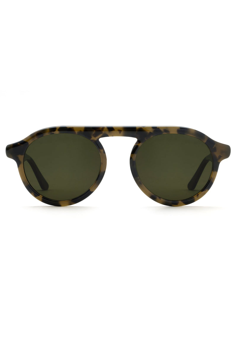 CAMERON | Tortuga Polarized Handcrafted, luxury dark brown acetate round aviator KREWE sunglasses