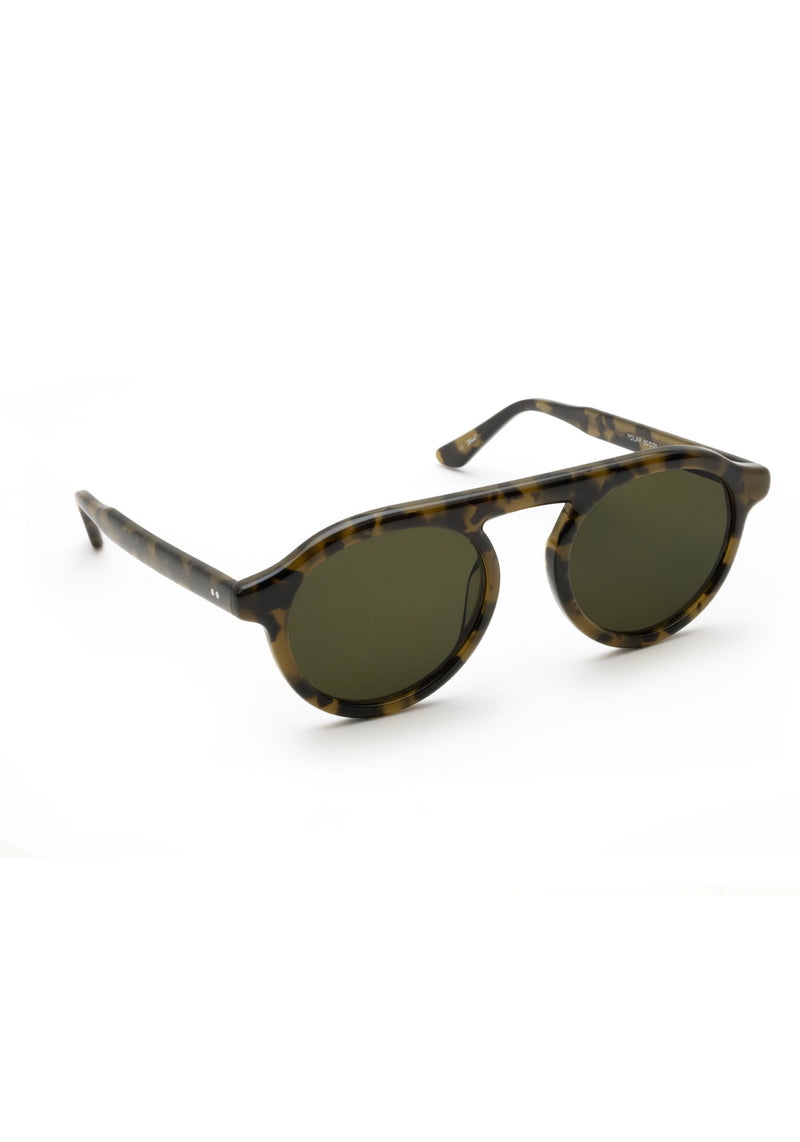 CAMERON | Tortuga Polarized Handcrafted, luxury dark brown acetate round aviator KREWE sunglasses