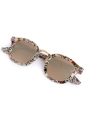 CAMPBELL | Granita 18K Mirrored Handcrafted mirrored, luxury speckled multicolored acetate round KREWE sunglasses with gold plated stainless steel metal hardware