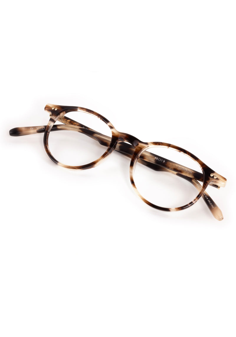 CARSON | Blonde Venezia Handcrafted, luxury brown tortoise acetate small round KREWE eyeglasses
