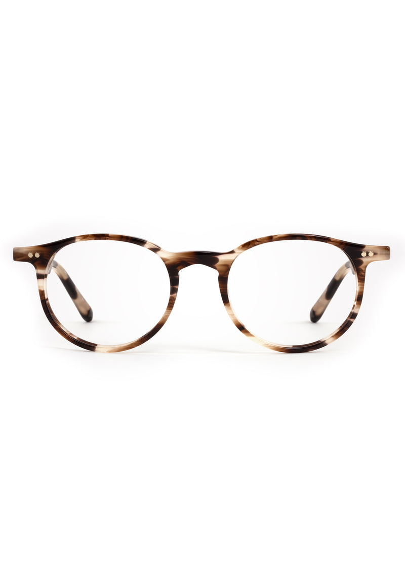 CARSON | Blonde Venezia Handcrafted, luxury brown tortoise acetate small round KREWE eyeglasses