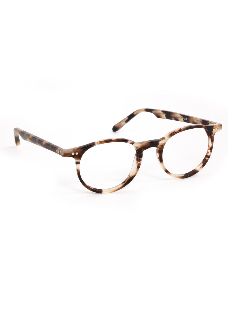 CARSON | Blonde Venezia Handcrafted, luxury brown tortoise acetate small round KREWE eyeglasses