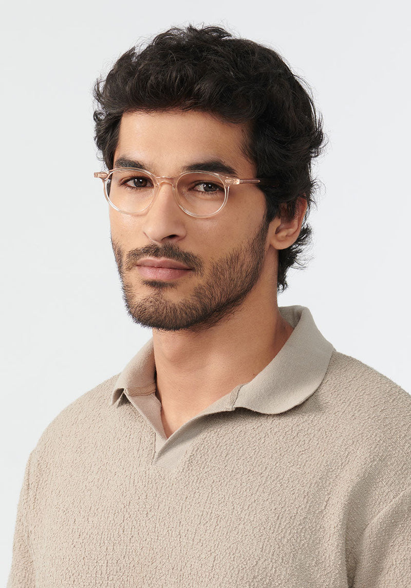 KREWE Carson | Buff handcrafted acetate eyewear mens model | Model: Mo