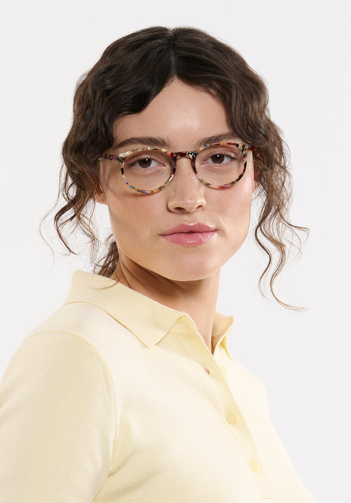 CARSON | Capri small round multicolored acetate KREWE handcrafted eyeglasses womens model | Model: Ione