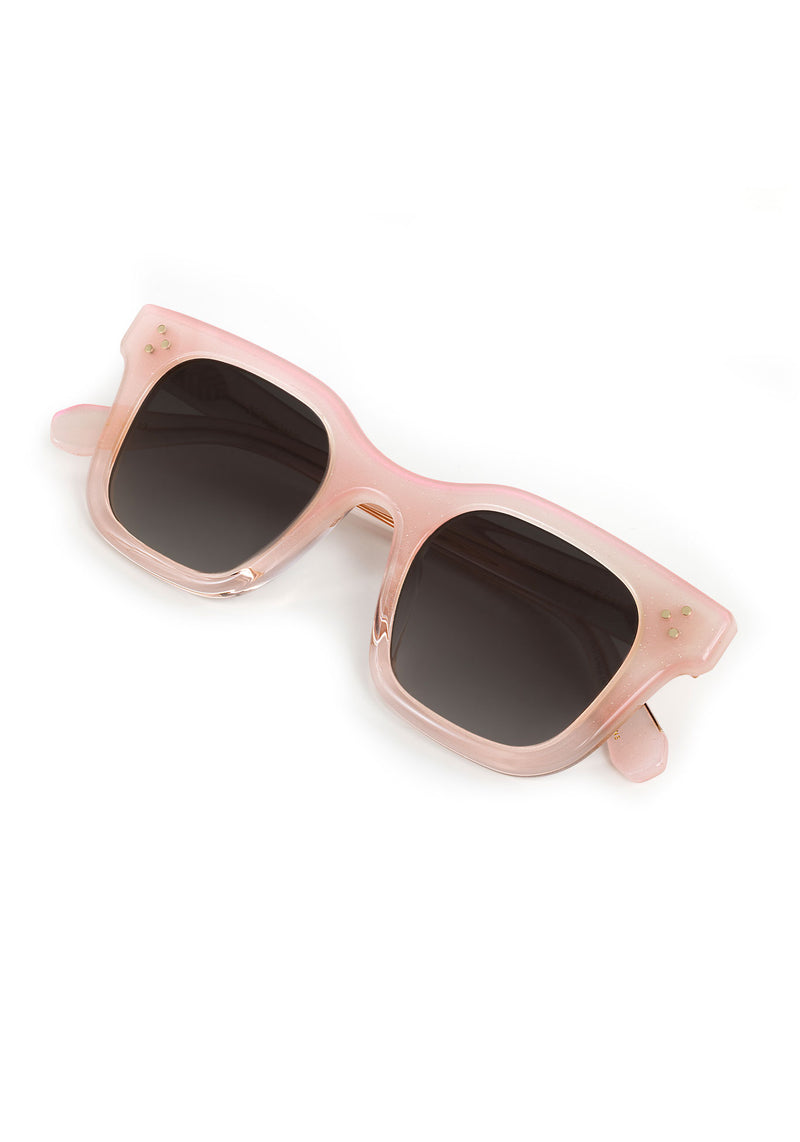 CELESTE | Sparkling Rosé Handcrafted, luxury light pink acetate medium sized square KREWE sunglasses