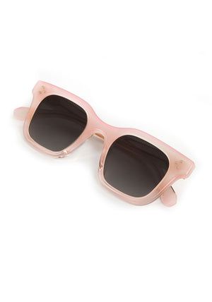 CELESTE | Sparkling Rosé Handcrafted, luxury light pink acetate medium sized square KREWE sunglasses