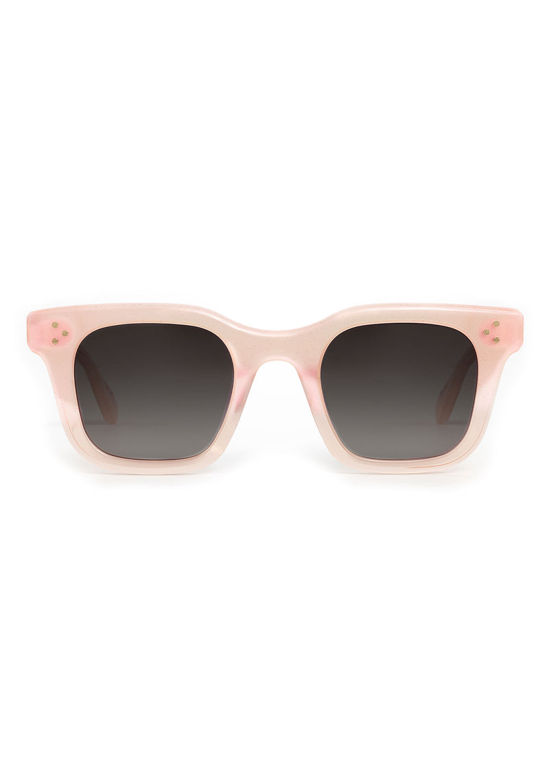 CELESTE | Sparkling Rosé Handcrafted, luxury light pink acetate medium sized square KREWE sunglasses