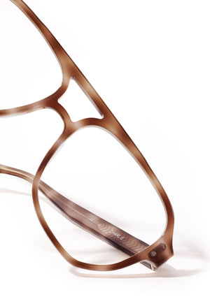 CHARLIE | Blush Tortoise Handcrafted, luxury light brown and pink acetate oversized aviator KREWE eyeglasses womens model