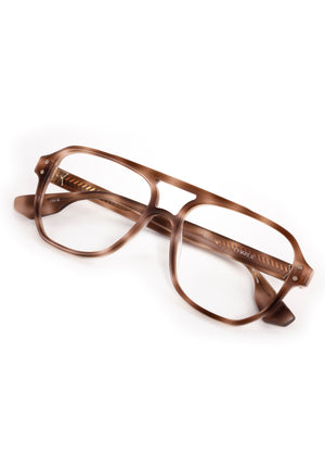 CHARLIE | Blush Tortoise Handcrafted, luxury light brown and pink acetate oversized aviator KREWE eyeglasses