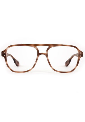 CHARLIE | Blush Tortoise Handcrafted, luxury light brown and pink acetate oversized aviator KREWE eyeglasses