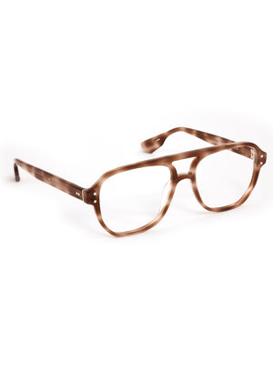 CHARLIE | Blush Tortoise Handcrafted, luxury light brown and pink acetate oversized aviator KREWE eyeglasses