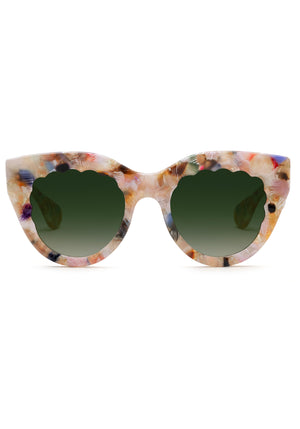 CHARLOTTE | Glace Handcrafted, luxury pastel multicolored acetate oversized scalloped cat-eye KREWE sunglasses