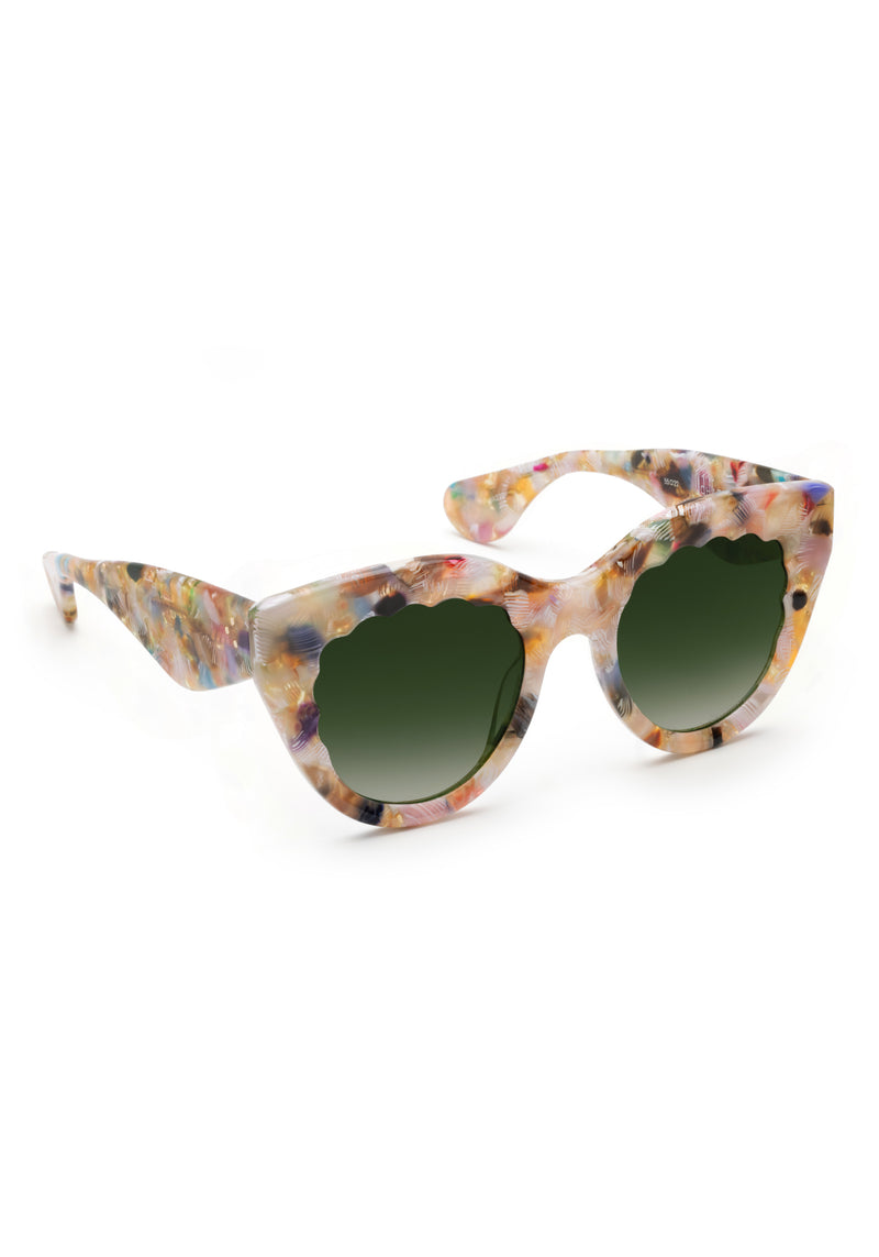 CHARLOTTE | Glace Handcrafted, luxury pastel multicolored acetate oversized scalloped cat-eye KREWE sunglasses