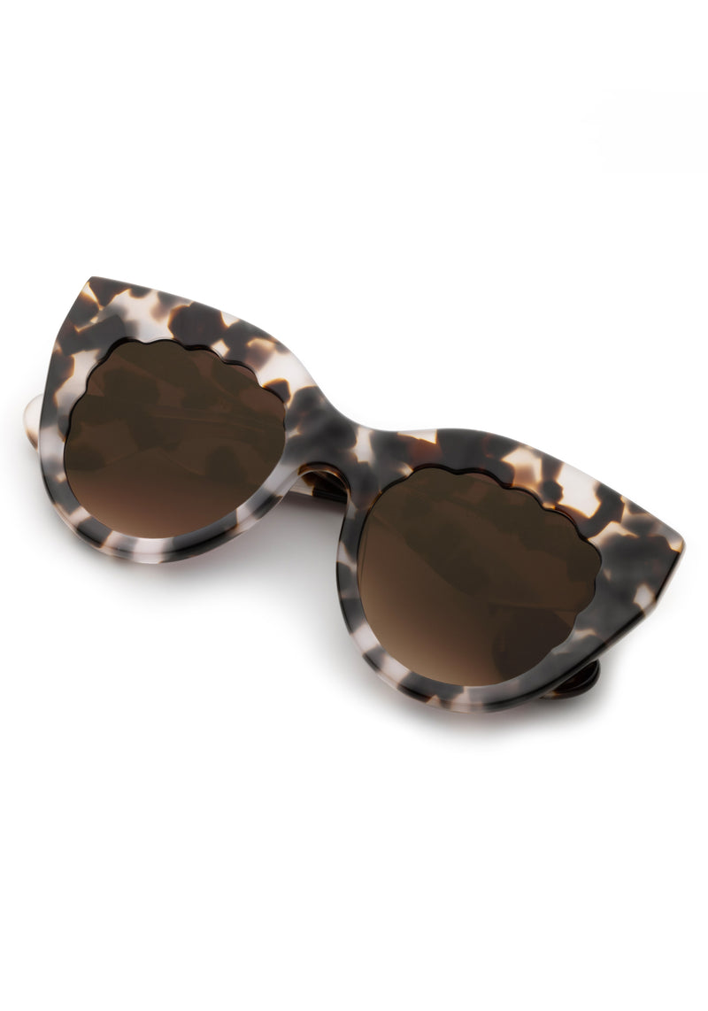 CHARLOTTE | Malt Handcrafted, luxury tortoise acetate oversized scalloped cat-eye KREWE sunglasses