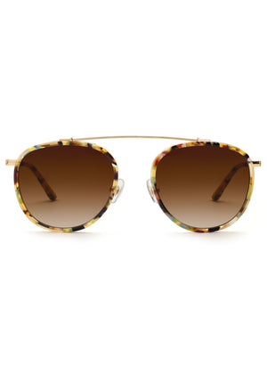 CHARTRES | Canary 18K Handcrafted, luxury multicolored acetate and stainless steel round aviator KREWE sunglasses