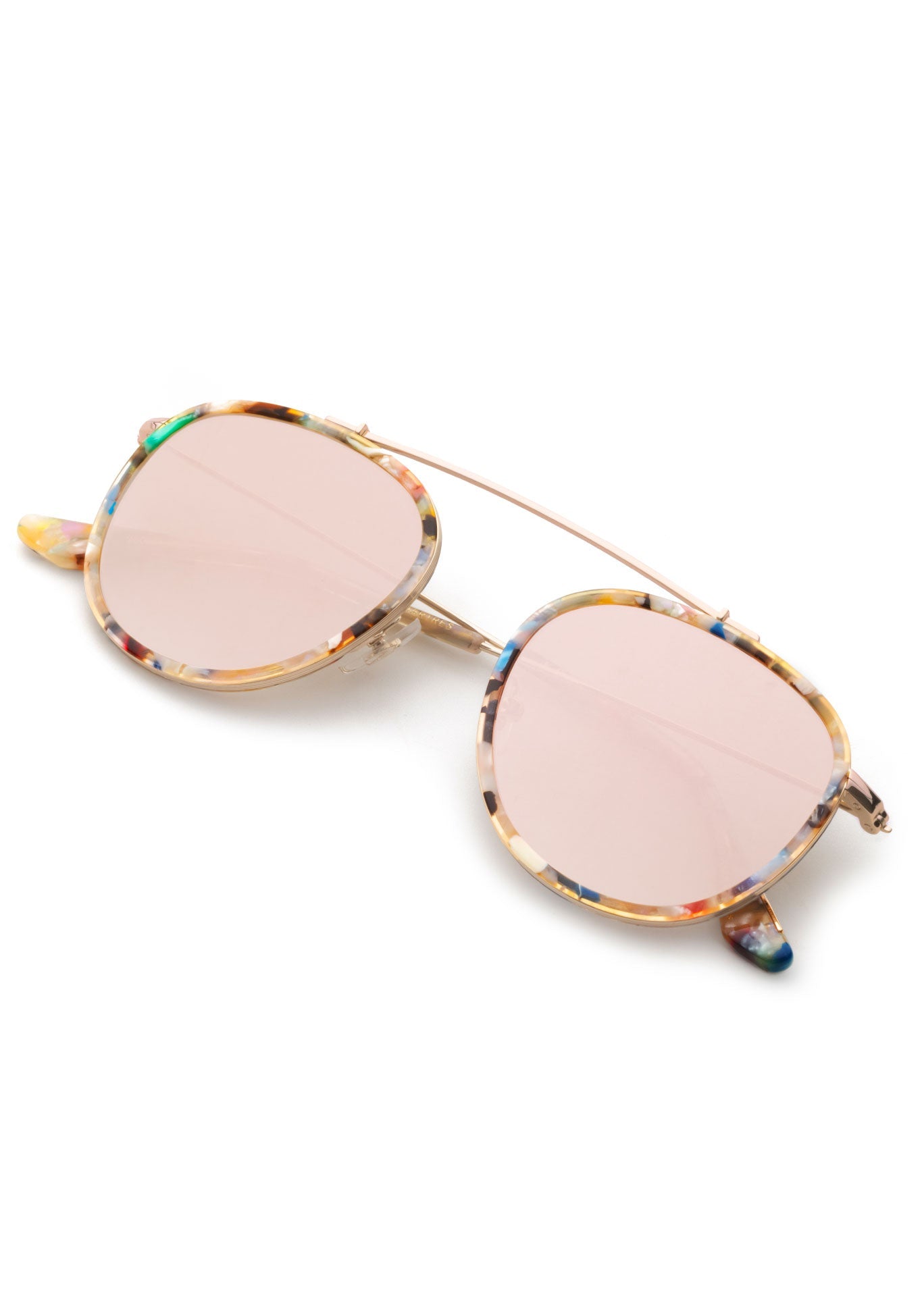 KREWE - CHARTRES | Gelato 18K Rose Mirrored Handcrafted, luxury multicolored acetate aviator sunglasses