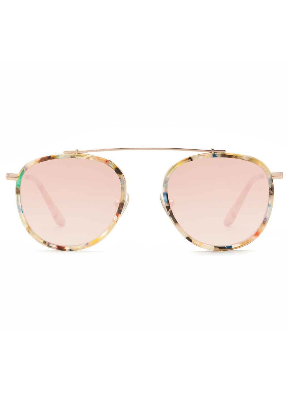 KREWE - CHARTRES | Gelato 18K Rose Mirrored Handcrafted, luxury multicolored acetate aviator sunglasses