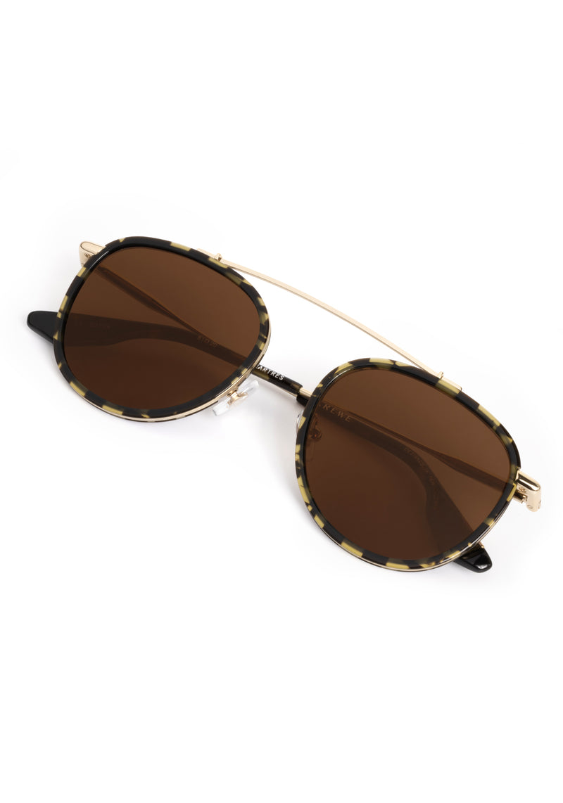CHARTRES | 12K + Tortuga Noir Handcrafted, luxury dark brown acetate and stainless steel round aviator KREWE sunglasses