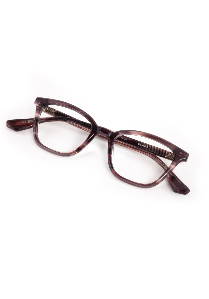 CLARA | Lilac Wine Handcrafted luxury purple tortoise acetate small cat-eye KREWE eyeglasses 