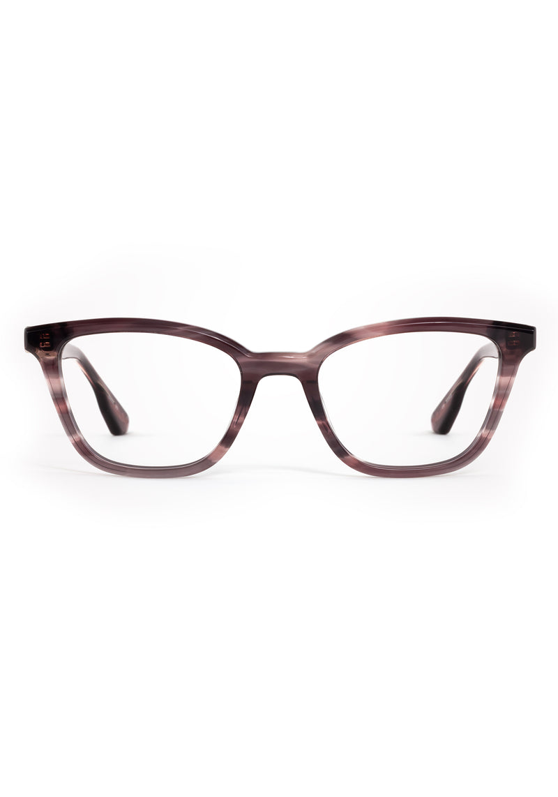 CLARA | Lilac Wine Handcrafted luxury purple tortoise acetate small cat-eye KREWE eyeglasses 