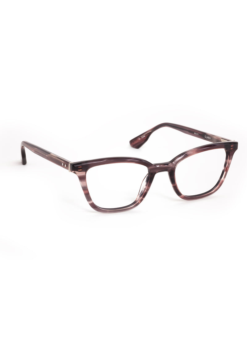 CLARA | Lilac Wine Handcrafted luxury purple tortoise acetate small cat-eye KREWE eyeglasses 