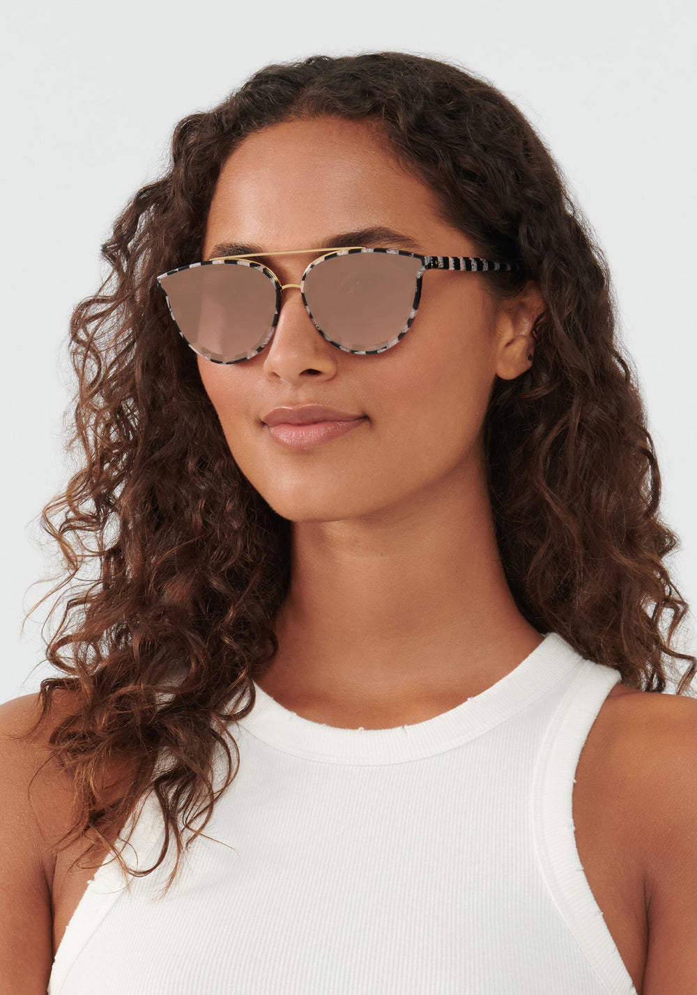 CLIO NYLON | Harlequin 18K Mirrored Handcrafted, Acetate Sunglasses womens model | Model: Meli