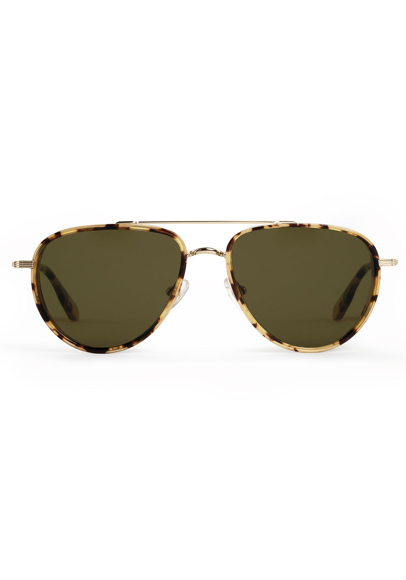 COLEMAN | 12K + Nikko Tortoise Handcrafted, luxury polarized stainless steel and tortoise acetate aviator KREWE sunglasses with mini side shield blinker 