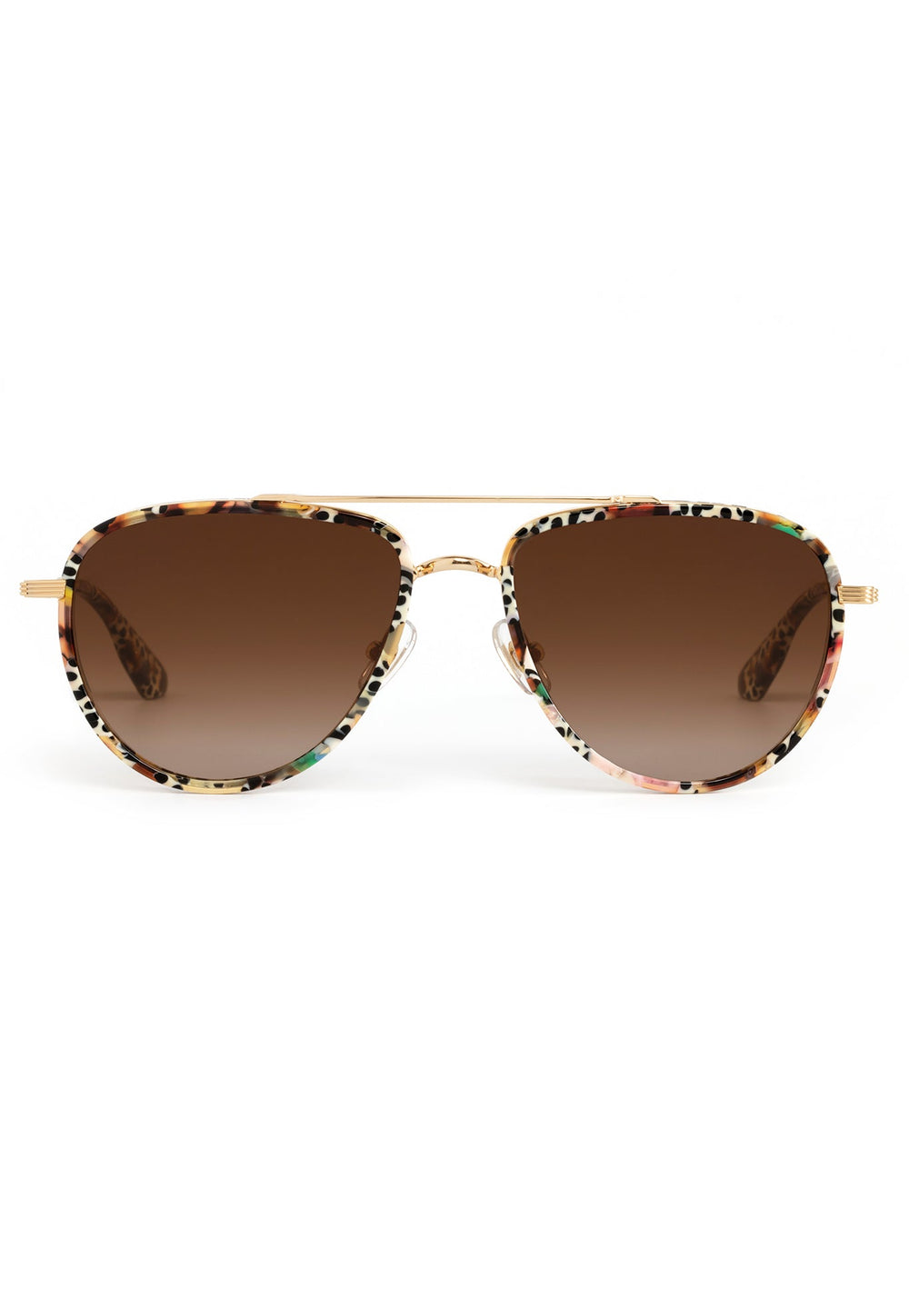 COLEMAN | 18K + Poppy Noir Handcrafted, luxury stainless steel and multicolored acetate aviator KREWE sunglasses with mini side shield blinker 