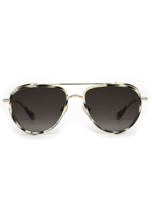 COLEMAN BLINKER | Bone 12K Handcrafted, luxury white and grey tortoise acetate large aviator KREWE sunglasses with blinkers