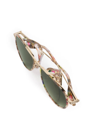 COLEMAN BLINKER | Mosaic 12K Handcrafted, luxury colorful tortoise acetate large aviator KREWE sunglasses with blinkers