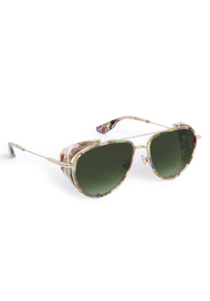 COLEMAN BLINKER | Mosaic 12K Handcrafted, luxury colorful tortoise acetate large aviator KREWE sunglasses with blinkers