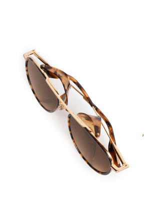 COLEMAN BLINKER | Venezia 18K Handcrafted, luxury brown tortoise acetate large aviator KREWE sunglasses with blinkers