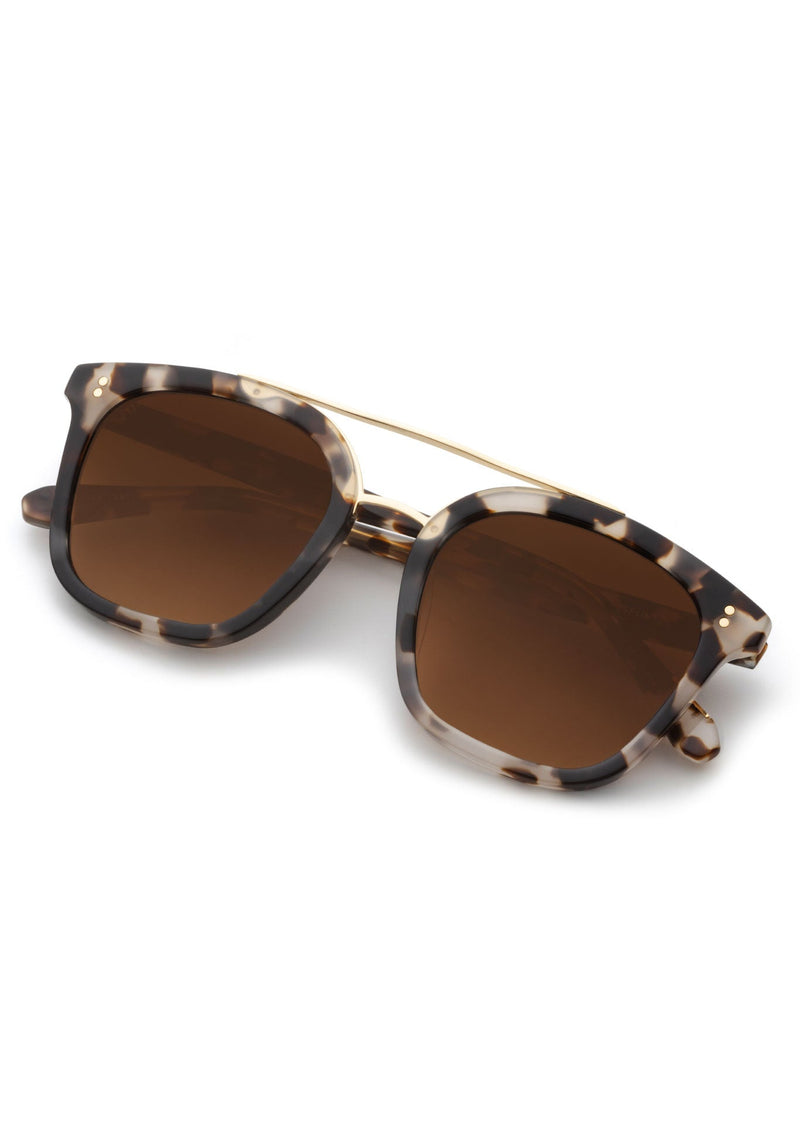 KREWE - COLISEUM | Malt 18K Polarized handcrafted, luxury tortoise shell oversized square sunglasses