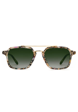 COLTON | Poppy Handcrafted, luxury multicolored acetate and stainless steel square aviator KREWE sunglasses