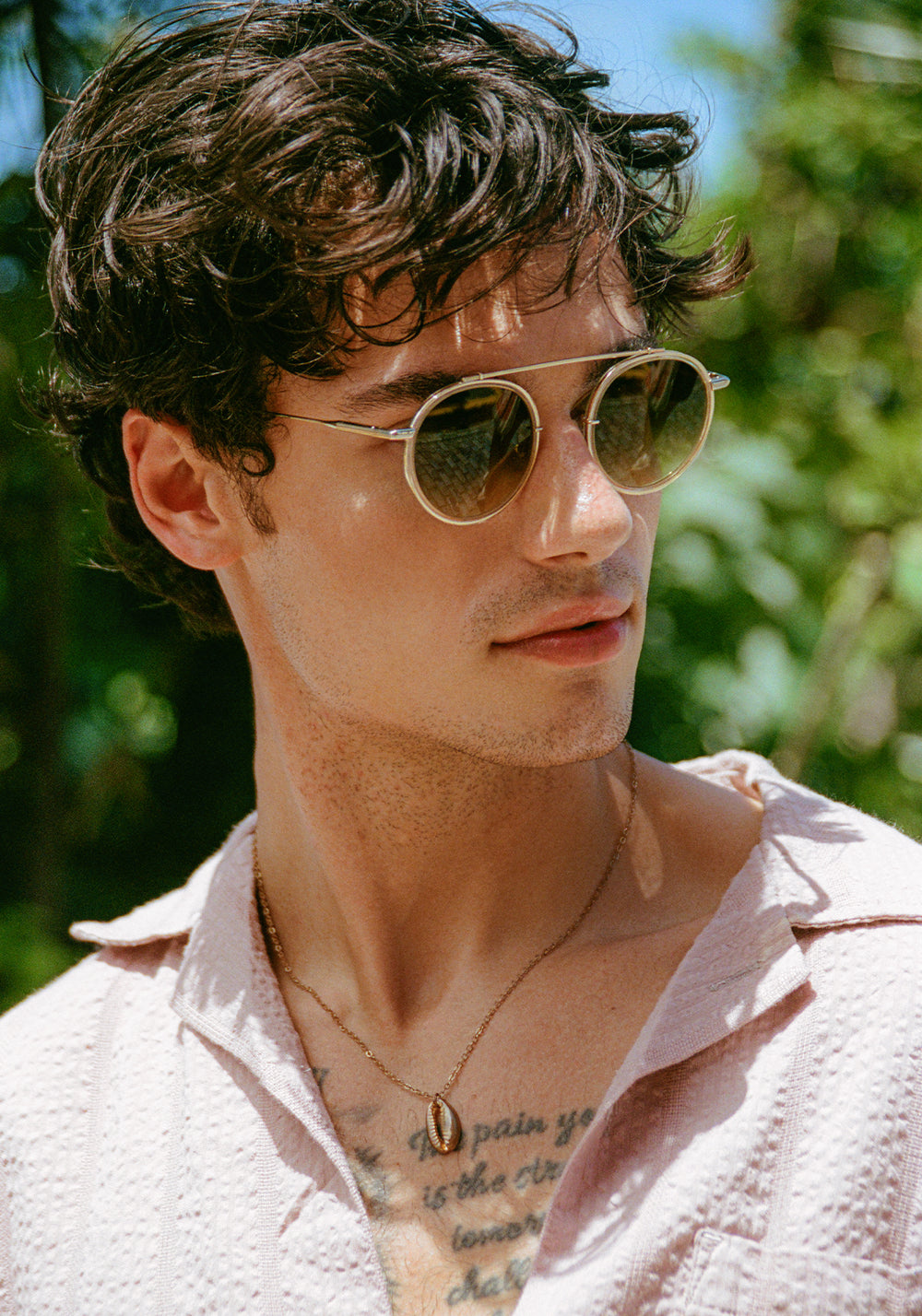 CONTI | Haze Handcrafted round aviator  titanium and acetate KREWE eyeglasses mens model | Model: Hayden