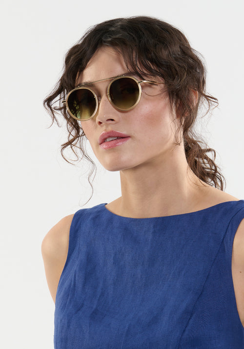 CONTI | Haze Handcrafted round aviator  titanium and acetate KREWE eyeglasses womens model | Model: Ione