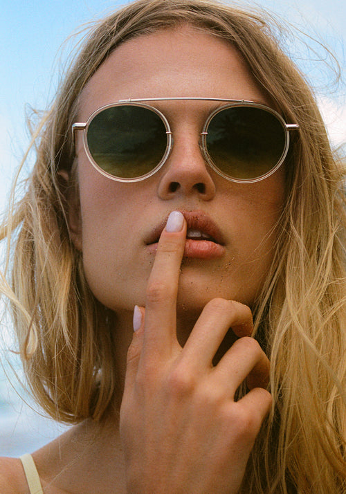 CONTI | Haze Handcrafted round aviator  titanium and acetate KREWE eyeglasses womens model | Model: Chané